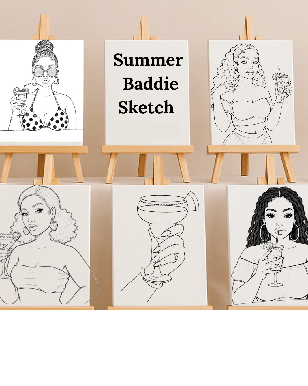 Summer Babes Sketch Canvas