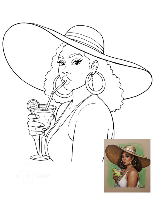 Sunhat & Drink Diva Canvas