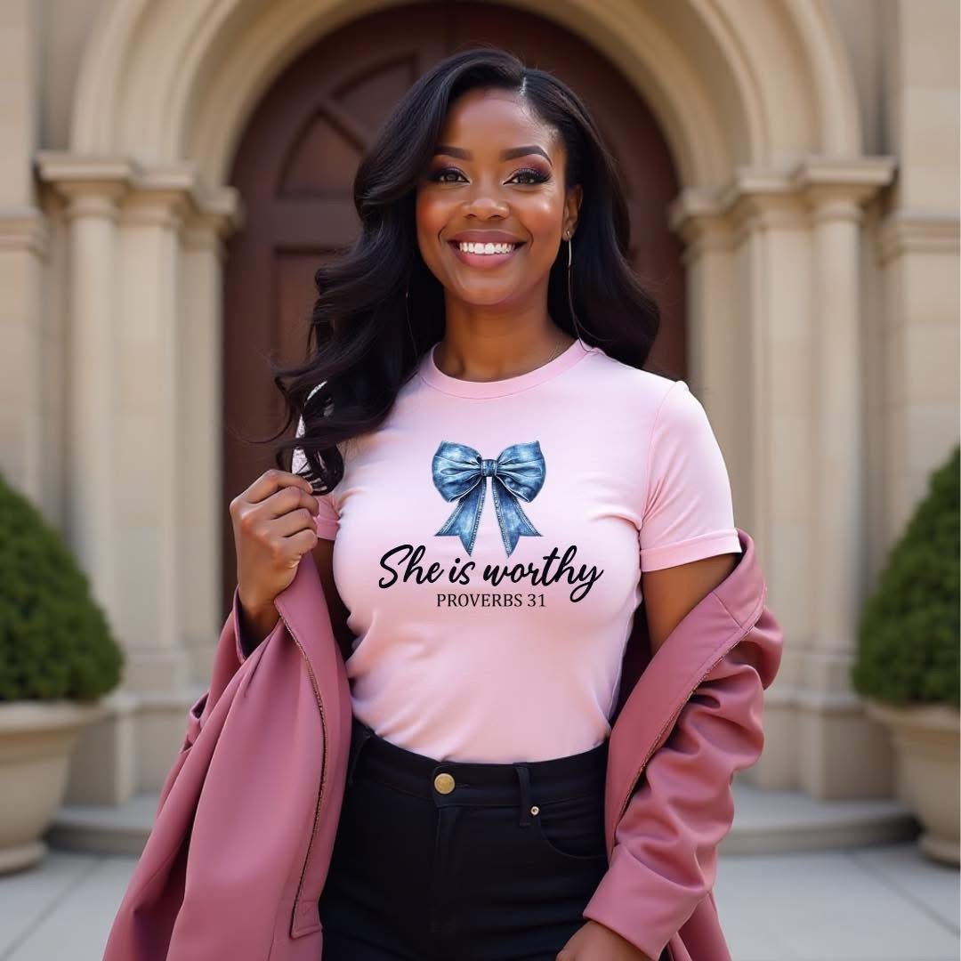 She Is Worthy (Blue Bow)
